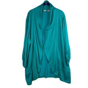 NWT Chicos Zenergy‎ Drape Front Cardigan Size 16-18 (3) Kelly Green St Patrick